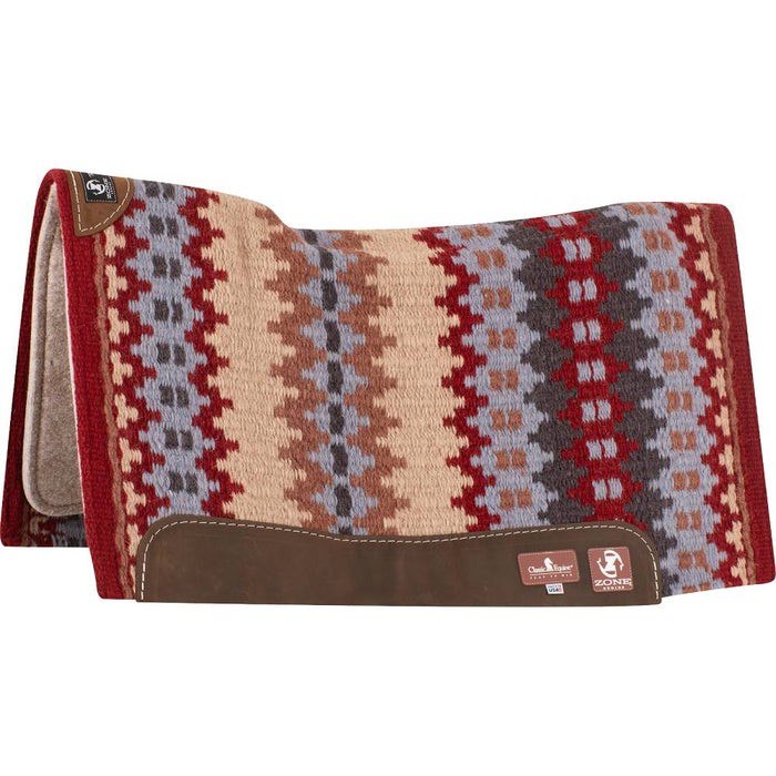 Classic Equine Zone Wool Top Pad 34"x38" Tack - Saddle Pads Classic Equine Ruby/Russet 3/4"