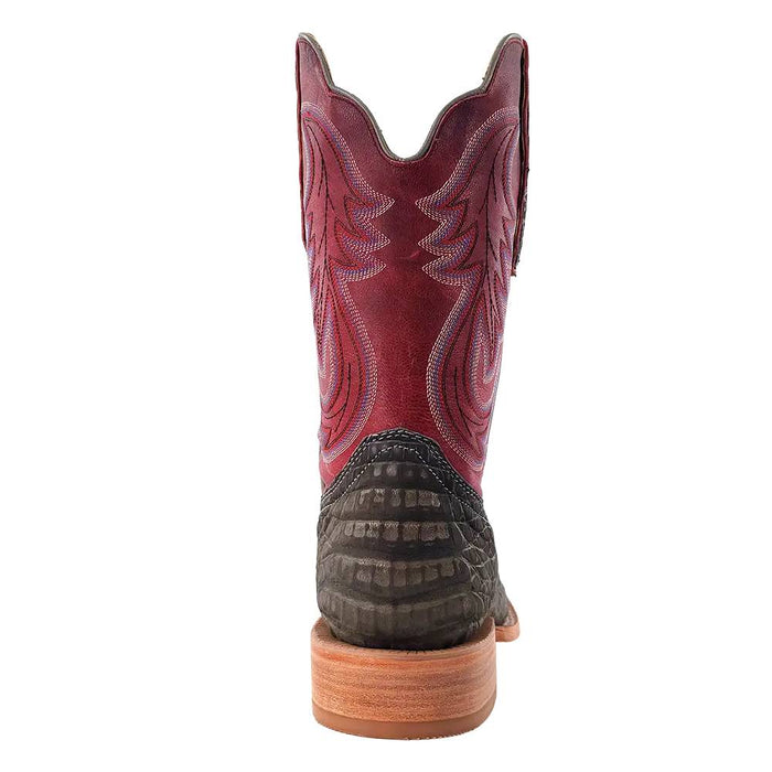 R. Watson Men's Nubuck Charcoal Caiman Belly Square Toe Boot MEN - Footwear - Exotic Western Boots R Watson