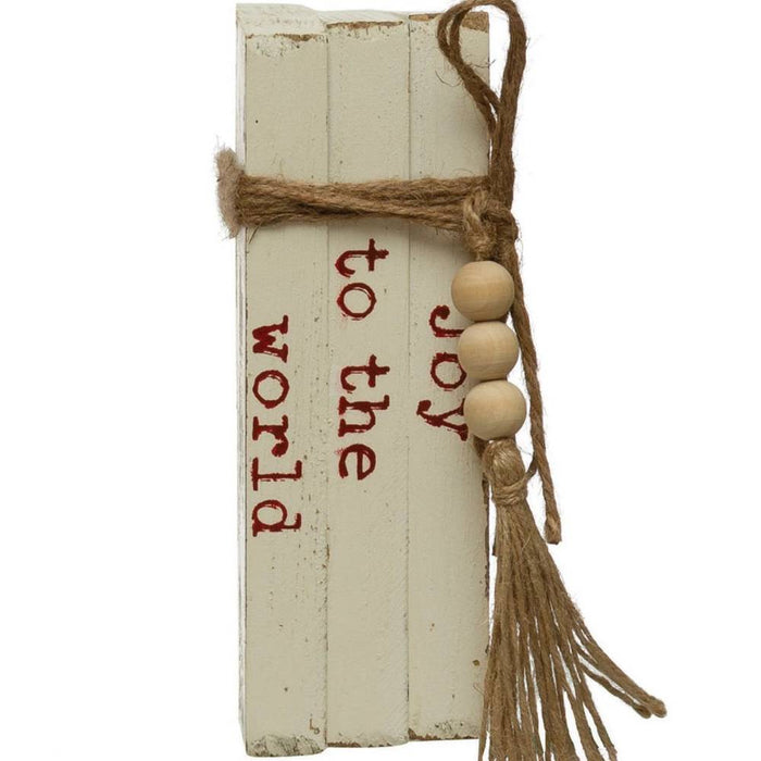 Faux Wood Block Books with Holiday Saying - FINAL SALE HOME & GIFTS - Home Decor - Seasonal Decor Creative Co-Op Joy To The World