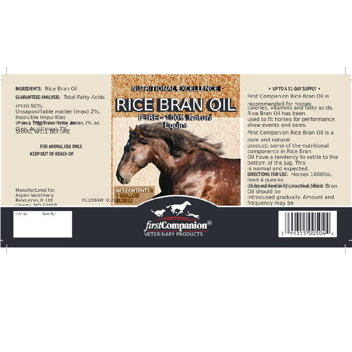First Companion Rice Bran Oil Equine - Supplements First Companion