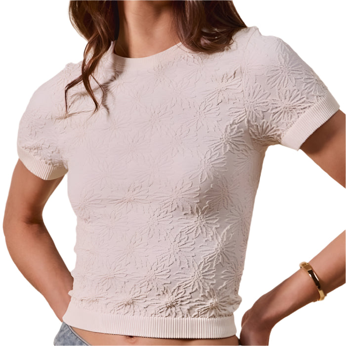 Floral Patterned Seamless Top WOMEN - Clothing - Tops - Short Sleeved So Me