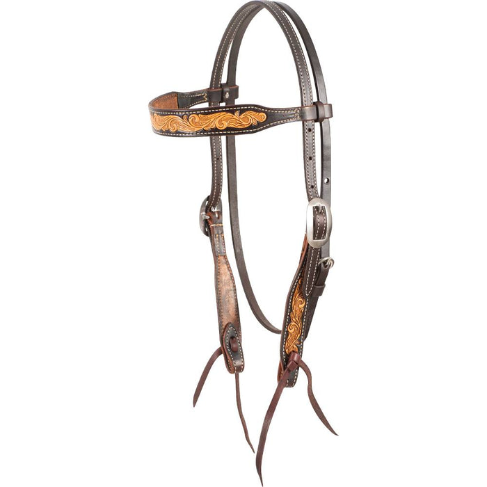 Martin Saddlery Dark Framed Floral Browband Headstall Tack - Headstalls Martin Saddlery