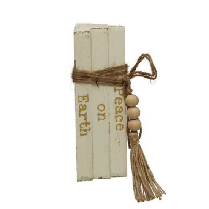 Faux Wood Block Books with Holiday Sayings- FINAL SALE HOME & GIFTS - Home Decor - Seasonal Decor Creative Co-Op Peace on Earth