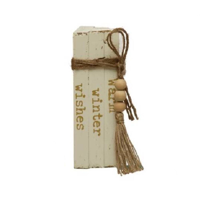 Faux Wood Block Books with Holiday Sayings- FINAL SALE HOME & GIFTS - Home Decor - Seasonal Decor Creative Co-Op Warm Wishes