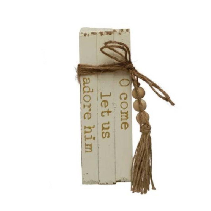 Faux Wood Block Books with Holiday Sayings- FINAL SALE HOME & GIFTS - Home Decor - Seasonal Decor Creative Co-Op O Come Let Us