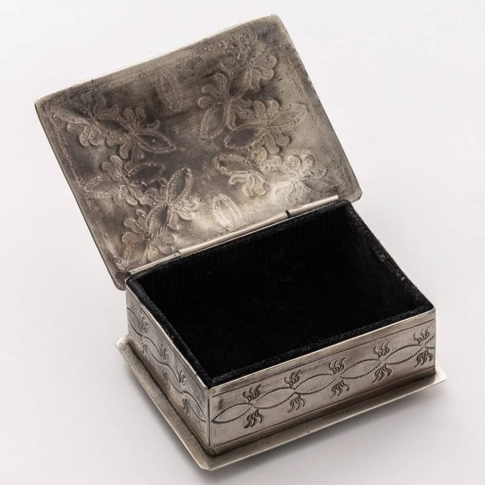 J. Alexander Small Hand Stamped Box With Turquoise HOME & GIFTS - Home Decor J. Alexander Rustic Silver