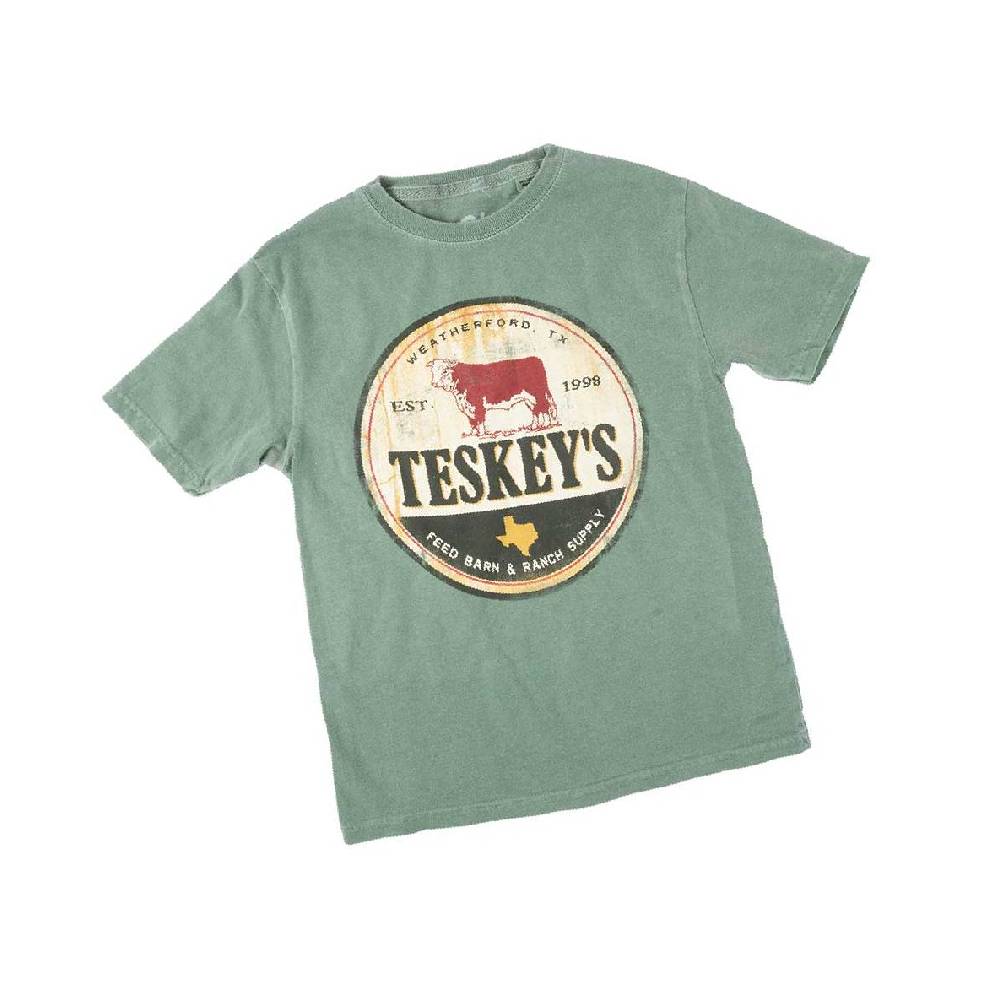 Teskey's Toddler Feed Barn Cow Tee - Dorm Green TESKEY'S GEAR - Youth SS Shirts Lakeshirts   