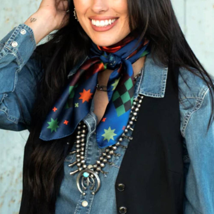 Fringe Scarves "Midnight Star Quilt" Long Wild Rag ACCESSORIES - Additional Accessories - Wild Rags & Scarves Fringe Scarves