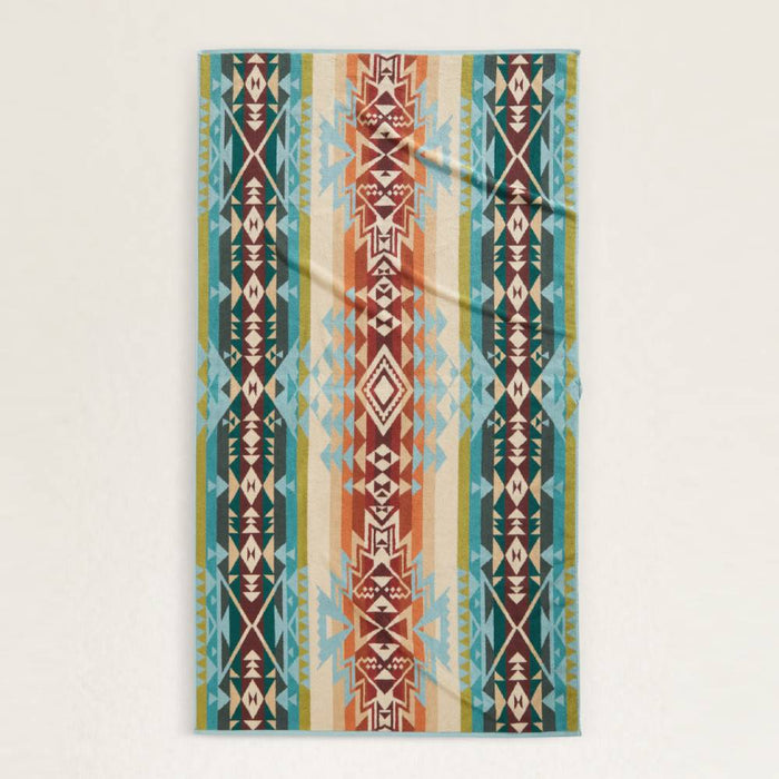 Pendleton Oversized Jacquard Spa Towel - Highland Peak Aqua HOME & GIFTS - Bath & Body - Towels Pendleton