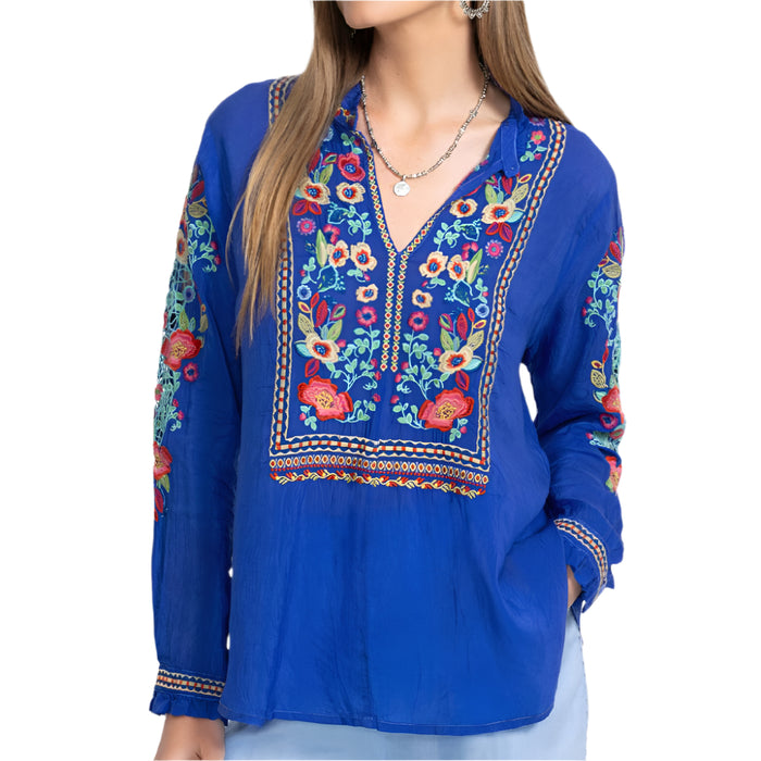Johnny Was Simone Blouse - Rose Bluing WOMEN - Clothing - Tops - Long Sleeved Johnny Was Collection