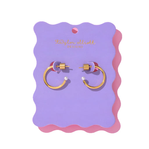 Alexis Small Gold Hoop w/Pearl Tip Earrings WOMEN - Accessories - Jewelry - Earrings Taylor Elliott Designs