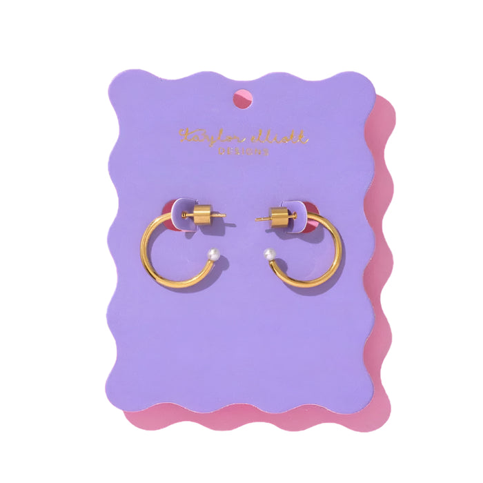 Alexis Small Gold Hoop w/Pearl Tip Earrings WOMEN - Accessories - Jewelry - Earrings Taylor Elliott Designs
