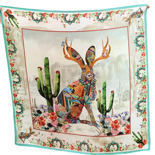 Fringe Scarves "Jeweled Jackalope" Long Wild Rag ACCESSORIES - Additional Accessories - Wild Rags & Scarves Fringe Scarves