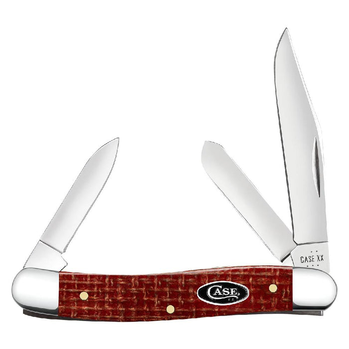 Case Medium Stockman - Dark Red Burlap Micarta Knives W.R. Case