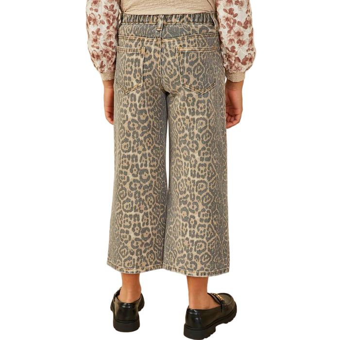 Hayden Girl's Washed Leopard Print Relaxed Fit Denim Jean