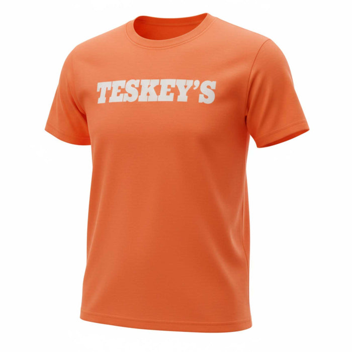 Teskey's Plain Logo Tee - Neon Red/Orange