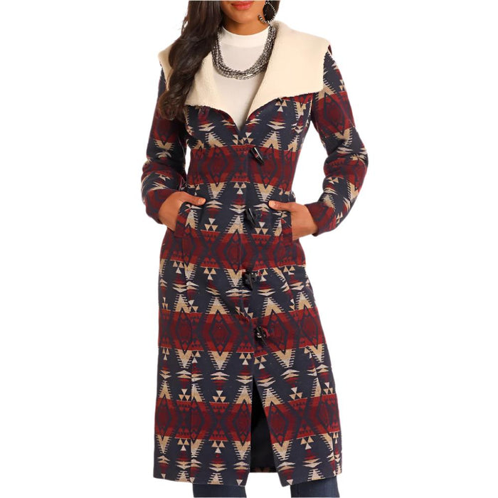 * Powder River Women's Aztec Jacquard Long Wool Coat - FINAL SALE WOMEN - Clothing - Outerwear - Jackets Panhandle