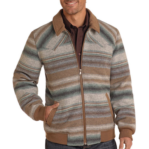 Powder River Men's Serape Stripe Wool Bomber Jacket - FINAL SALE MEN - Clothing - Outerwear - Jackets Panhandle