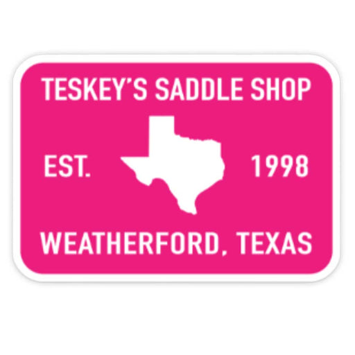 Teskey's 1998 Saddle Shop Sticker Pink/White TESKEY'S GEAR - Stickers Teskey's