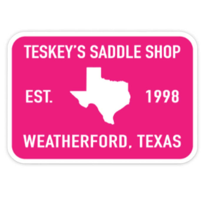 Teskey's 1998 Saddle Shop Sticker Pink/White TESKEY'S GEAR - Stickers Teskey's