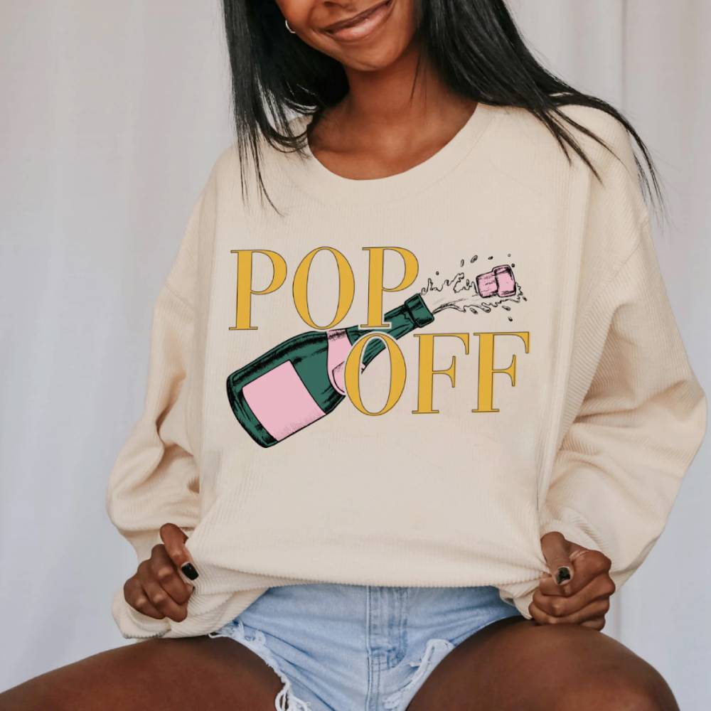 "Pop Off" Corded Sweatshirt - FINAL SALE WOMEN - Clothing - Pullover & Hoodies Friday+Saturday   