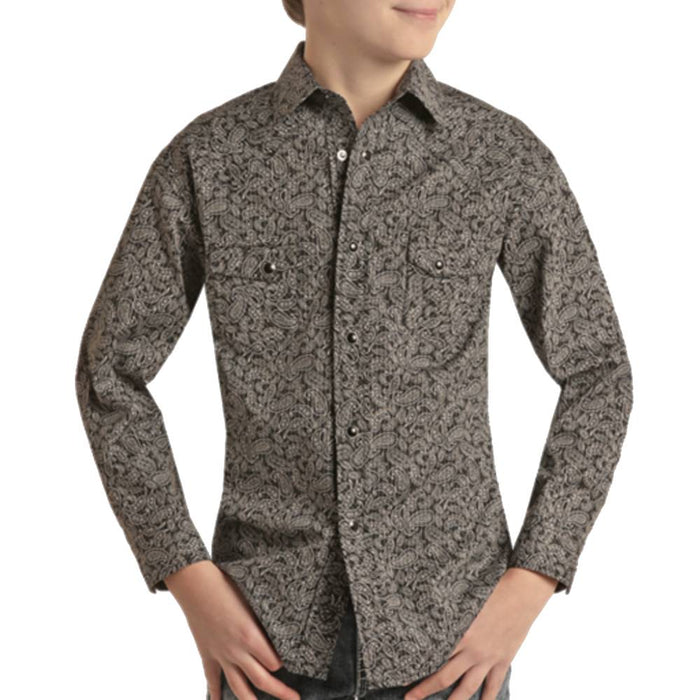 Rock & Roll Denim Boy's Paisley Pinstripe Snap Shirt KIDS - Boys - Clothing - Shirts - Long Sleeve Shirts Panhandle
