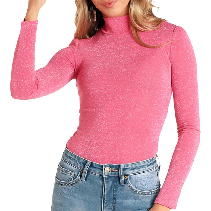 Rock & Roll Denim Women's Lurex Turtleneck Top WOMEN - Clothing - Tops - Long Sleeved Panhandle