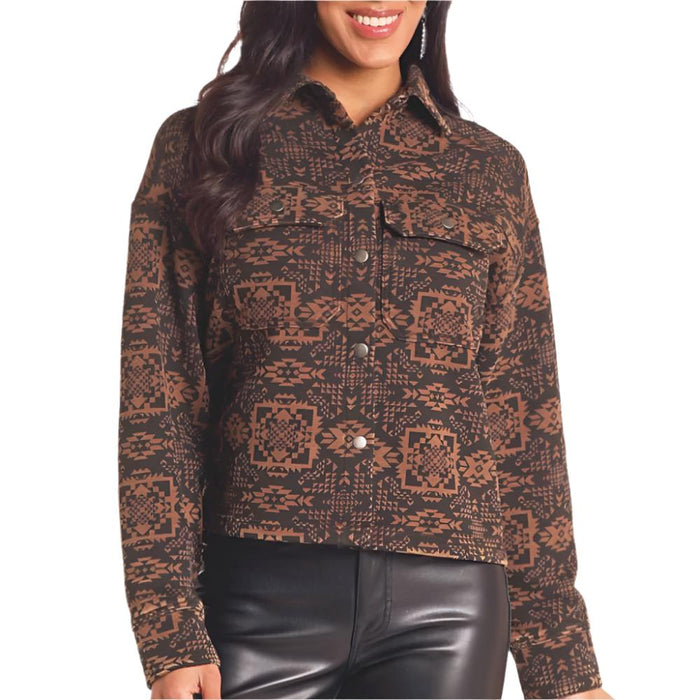Rock & Roll Denim Women's Tonal Aztec Overshirt WOMEN - Clothing - Tops - Long Sleeved Panhandle