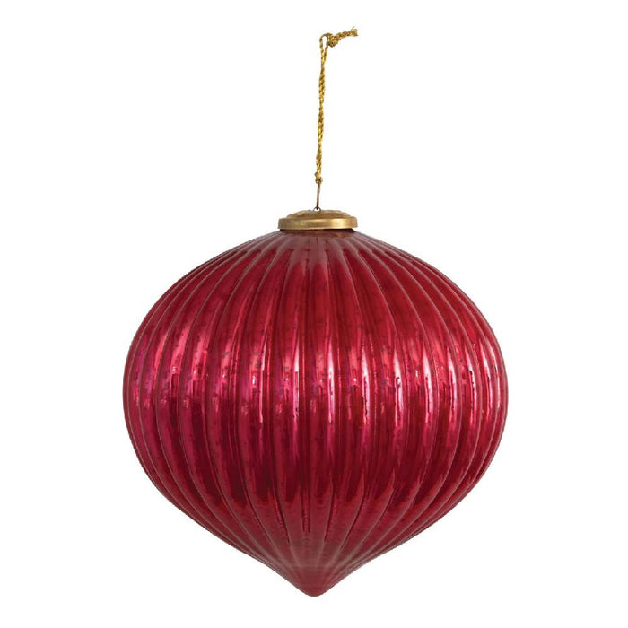 Red Embossed Mercury Glass Ornament - 11" x 12" HOME & GIFTS - Home Decor - Seasonal Decor Creative Co-Op