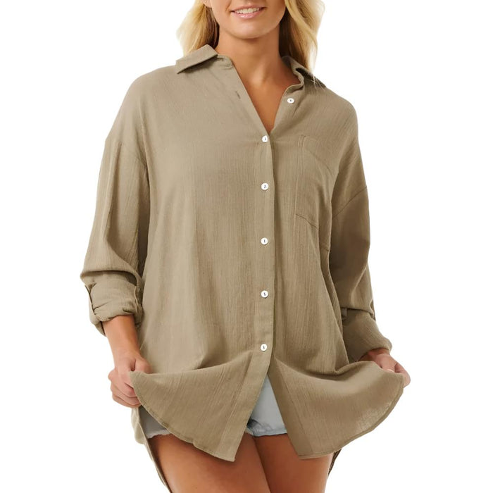 * Rip Curl Women's Premium Linen Shirt - FINAL SALE WOMEN - Clothing - Tops - Long Sleeved Rip Curl