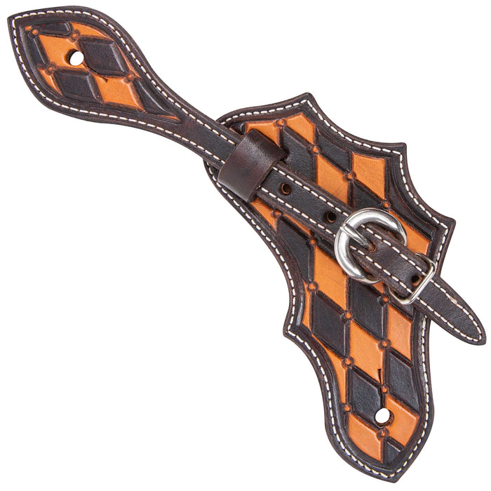 Martin Saddlery Quilted Oak Leaf Spur Straps Tack - Spur Straps Martin Saddlery Dyed Detailing