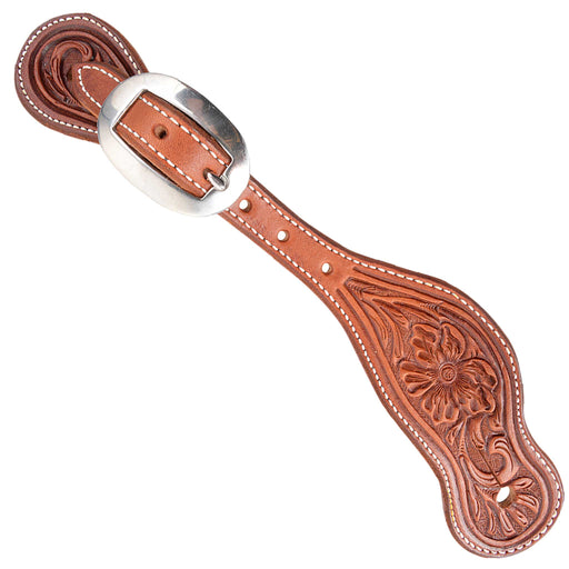 Martin Saddlery Alpine Spur Straps Tack - Spur Straps Martin Saddlery Chestnut with Alpine Flower