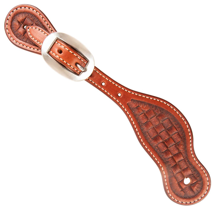 Martin Saddlery Alpine Spur Straps Tack - Spur Straps Martin Saddlery Chestnut with Mini Coarse Weave Tool