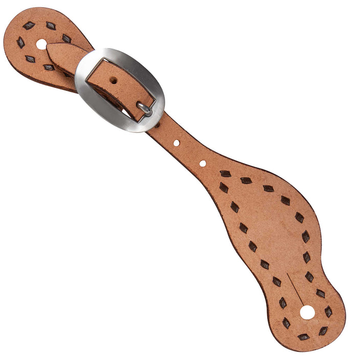 Martin Saddlery Alpine Spur Straps Tack - Spur Straps Martin Saddlery Natural Roughout with Buckstitch