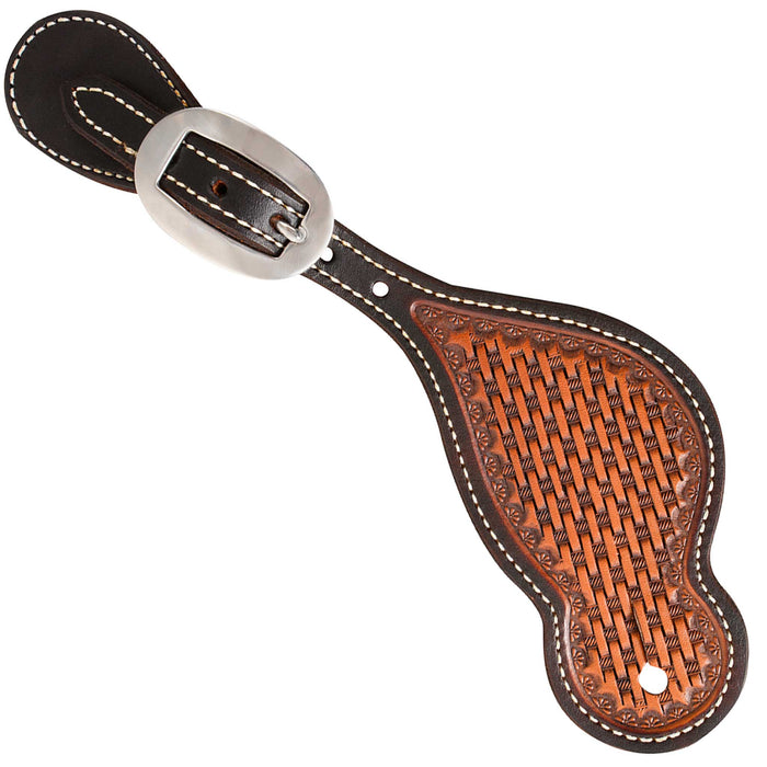 Martin Saddlery Tombstone Spur Straps Tack - Spur Straps Martin Saddlery Natural w/Dyed Edge Basket
