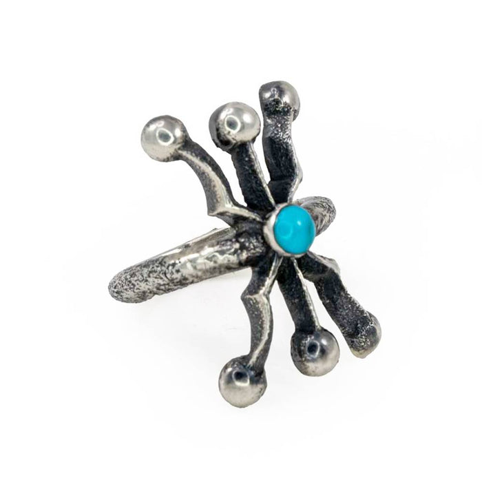 Sandcast Burst Turquoise Ring - Size 6 WOMEN - Accessories - Jewelry - Rings Peyote Bird Designs