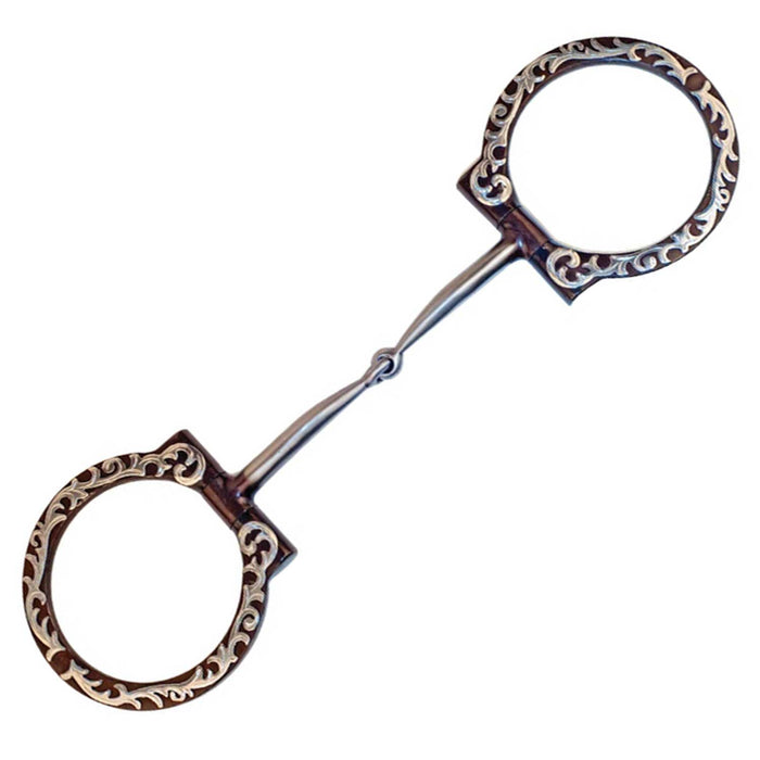 Metalab Antique Floral Western Dee Ring Smooth Snaffle Bit Tack - Bits Metalab