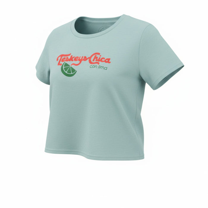 Teskey's Chica Flowy Crop Tee - Dusty Blue