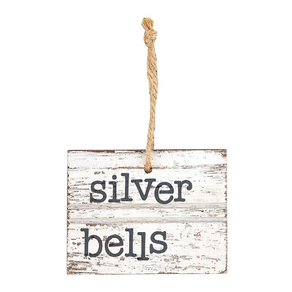 Wood "Silver Bells" Ornament - FINAL SALE HOME & GIFTS - Home Decor - Seasonal Decor Santa Barbara Design Studio   