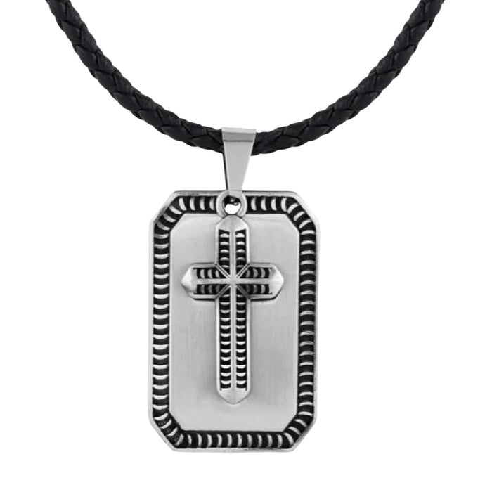 * Montana Silversmiths Striking Edge Cross Dog Tag Necklace - FINAL SALE MEN - Accessories - Jewelry & Cuff Links Montana Silversmiths