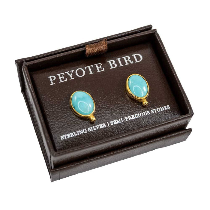 Gold Plated Turquoise Stud Earrings WOMEN - Accessories - Jewelry - Earrings Peyote Bird Designs C