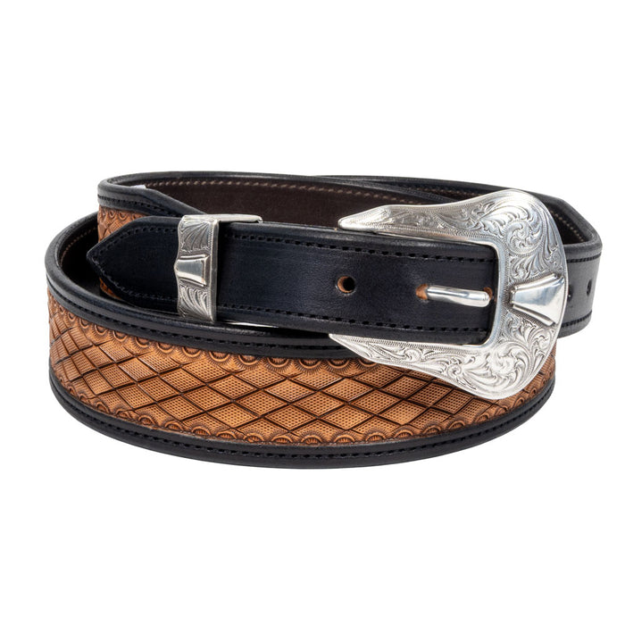 Randall Top Shelf Tapered Tooled Diamond Weave Belt - Black/Antique MEN - Accessories - Belts & Suspenders Randall Top Shelf