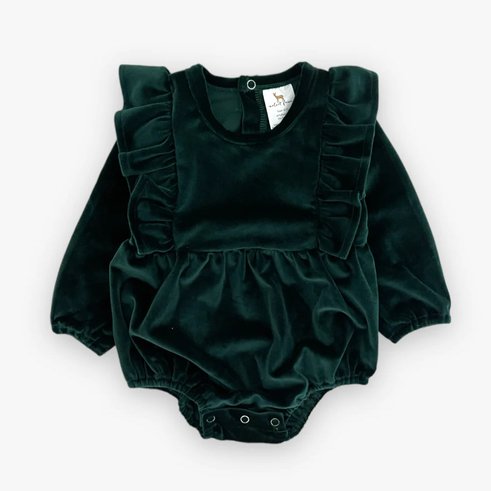 Velvet Fawn Baby Vivian Evergreen Bubble Romper - FINAL SALE KIDS - Baby - Baby Girl Clothing Velvet Fawn   