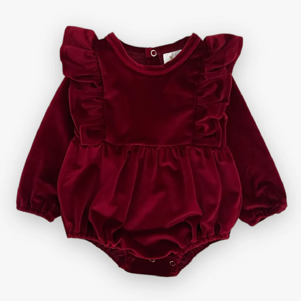 Velvet Fawn Baby Vivian Cranberry Bubble Romper - FINAL SALE KIDS - Baby - Baby Girl Clothing Velvet Fawn   