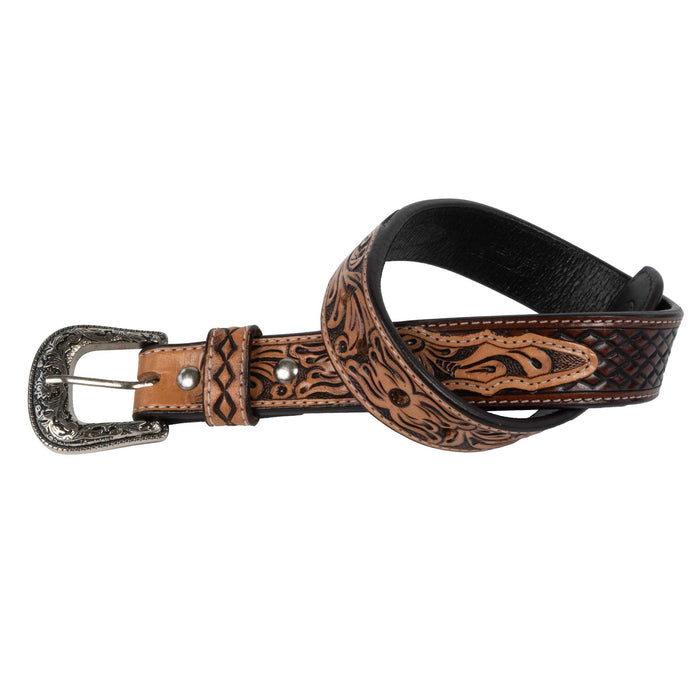 Beddo Mountain Kid's Chocolate Diamond Print with Natural Floral Belt