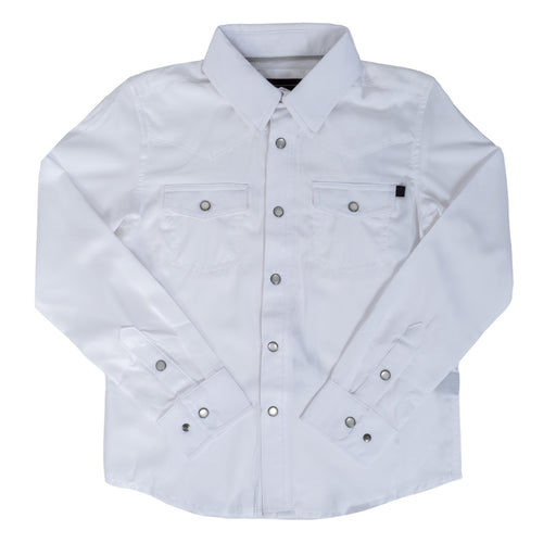 Rock & Roll Denim Boy's Tek Pearl Snap Shirt - White KIDS - Boys - Clothing - Shirts - Long Sleeve Shirts Panhandle