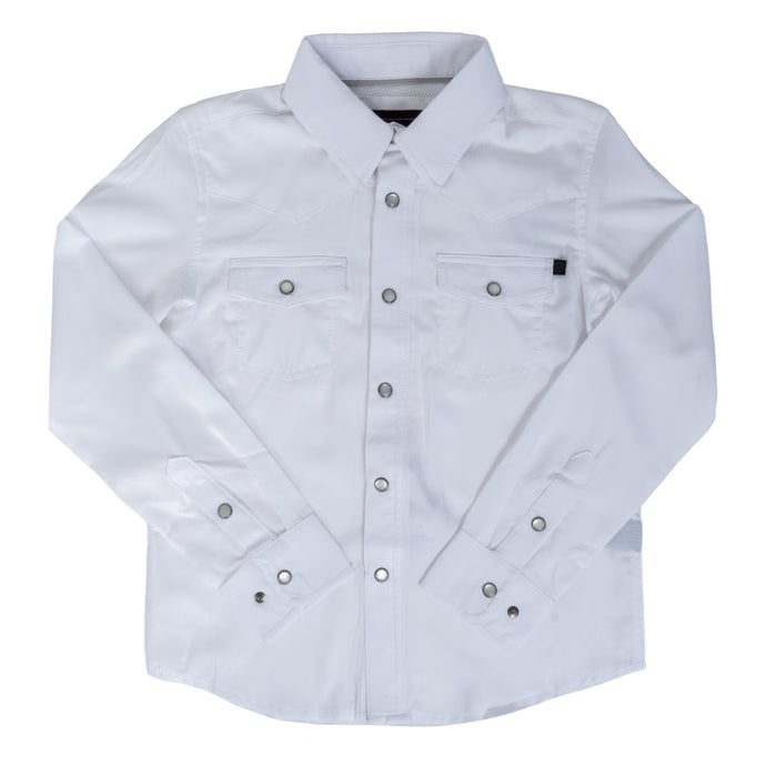Rock & Roll Denim Boy's Tek Pearl Snap Shirt - White KIDS - Boys - Clothing - Shirts - Long Sleeve Shirts Panhandle