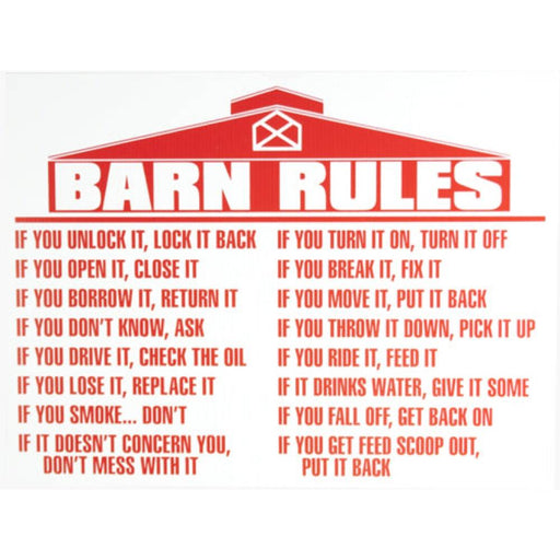 18"x24" Barn Rules Sign Barn - Accessories MISC