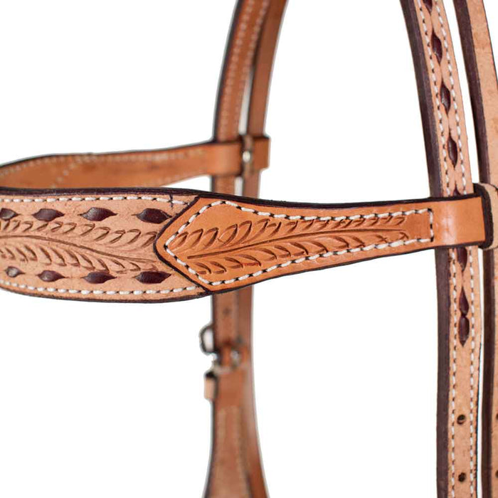 Teskey's Roughout Buckstitch Browband Headstall w/Swivel Knife Filigree Tack - Headstalls Teskey's