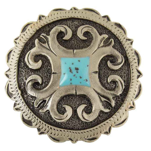 Silver Scalloped Edge And Turquoise Concho Tack - Conchos & Hardware MISC